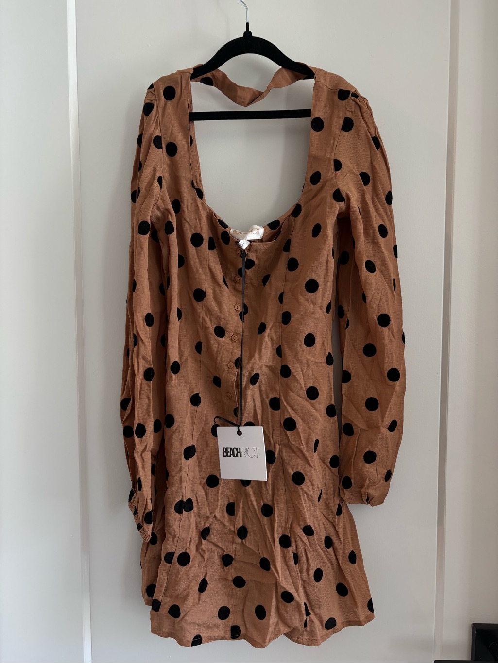 Beach Riot Tan And Black Polka Dot Mini Dress